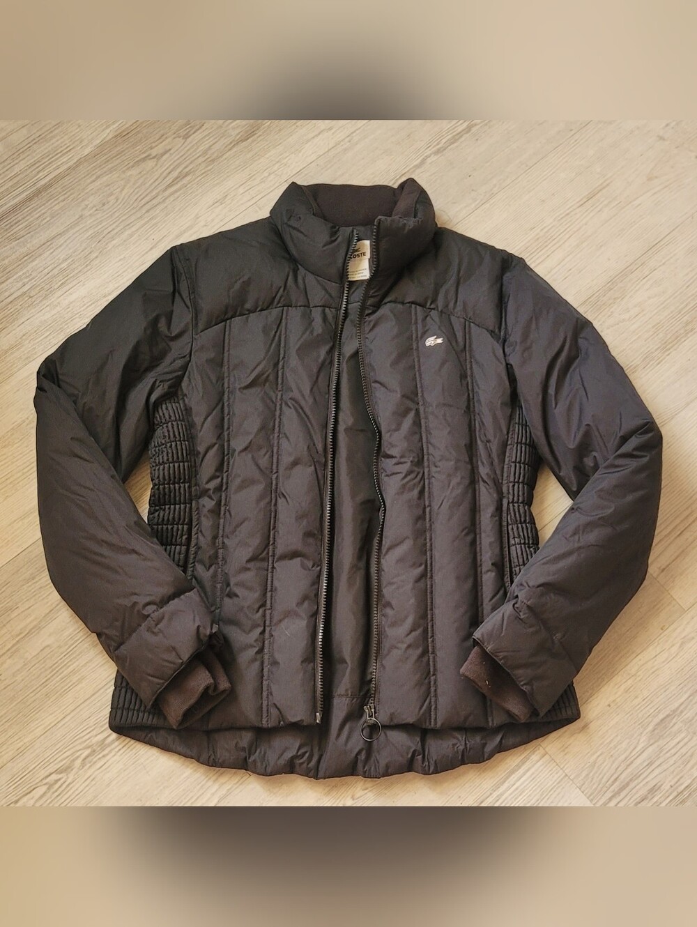 Lacoste Women’s Black Down Quilted Puffer Jacket Coat Size 38